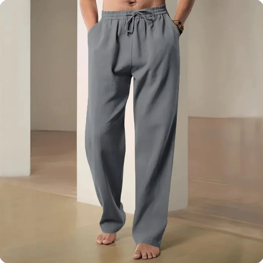 2025 Spring/Summer New Men's Cotton Linen Pants Summer Fashion Casual Solid Color Loose Plus Size M-4XL