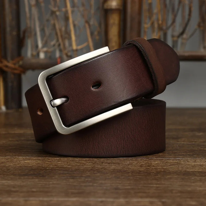 3.8CM Genuine Leather For Men's High Quality Buckle Jeans Cowskin Casual Belts Business Cowboy Waistband Male Fashion Designer