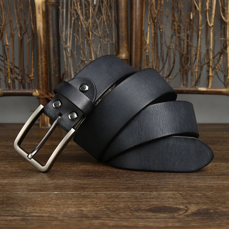 3.8CM Genuine Leather For Men's High Quality Buckle Jeans Cowskin Casual Belts Business Cowboy Waistband Male Fashion Designer