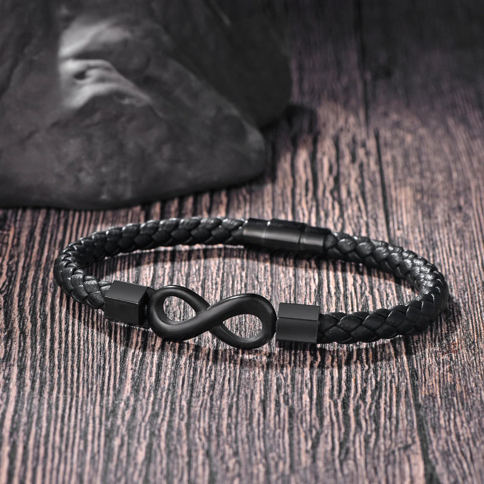 Classic Stainless Steel Leather Bracelet For Mens Chain Wristband Business Charm Jewelry Accessories for Dad Boyfriend