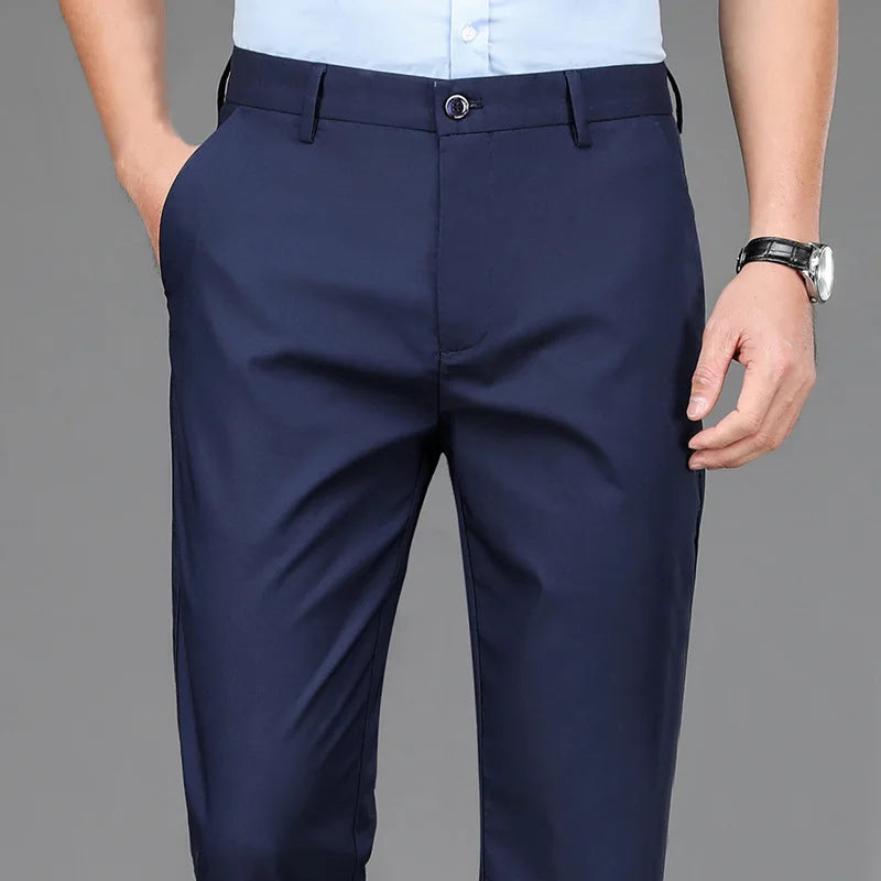 2025 Summer Autumn Thin Trousers Men Formal Dress Suit Pants Work Pants Quality Business Casual Pants Black Wine Red Long Pants
