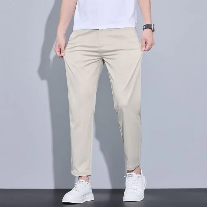2025 New Summer Ankle-Length Pants Men Straight Fit Fashion Thin Brand Clothing Solid Color Casual Trousers Male 28-38
