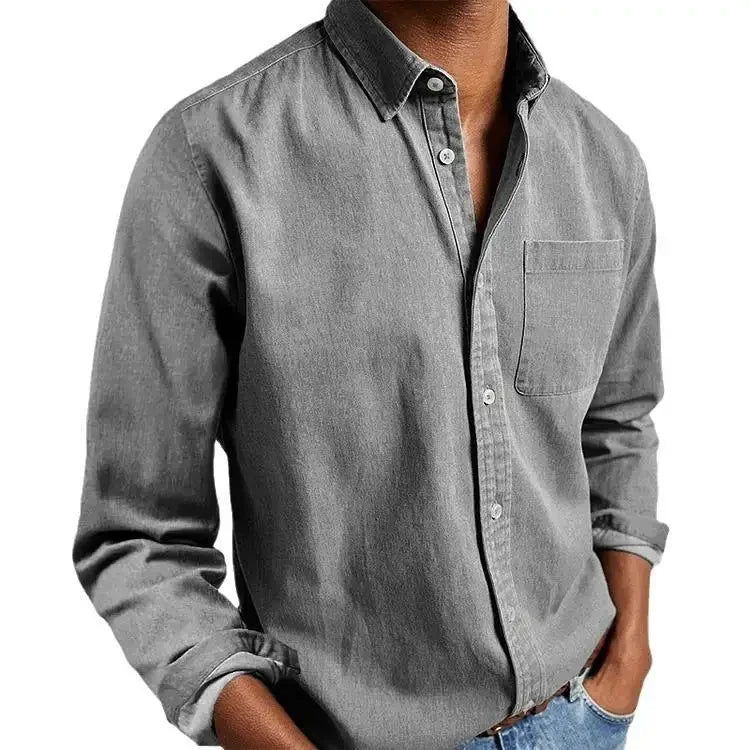 New Hot Sale Of The Season Men's Long Sleeve Collared Shirt Casual Independent Station Apparel Comfortable Fit Spring Autumn Wea