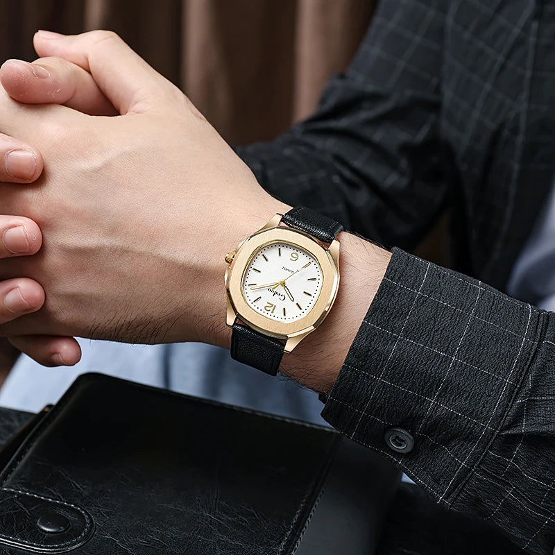 1 Pcs 2024 New Casual Leather Strap Men Sports Watch Hot Sale Fashion Cowboy Wristwatch