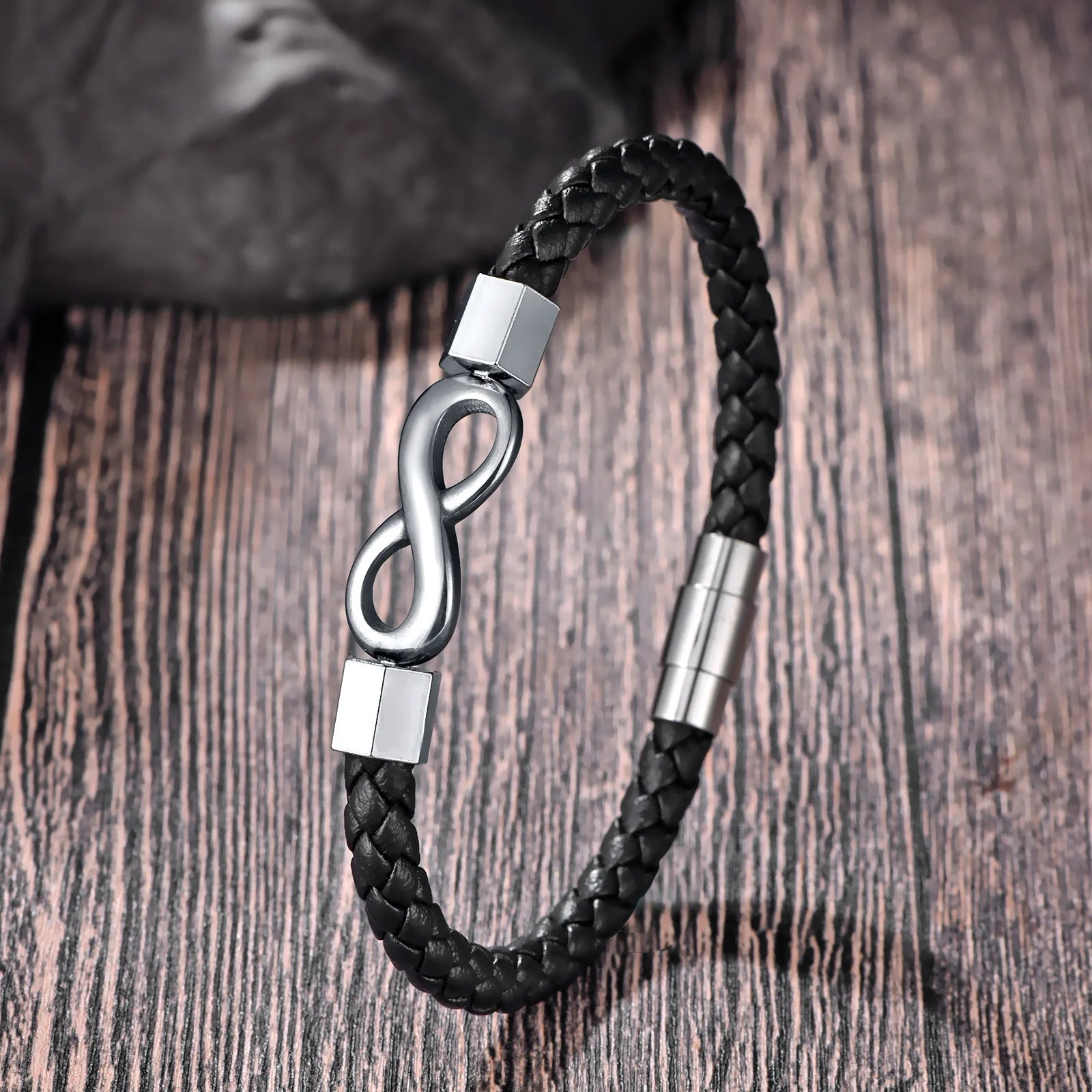 Classic Stainless Steel Leather Bracelet For Mens Chain Wristband Business Charm Jewelry Accessories for Dad Boyfriend