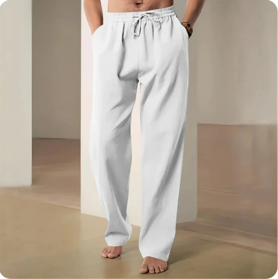 2025 Spring/Summer New Men's Cotton Linen Pants Summer Fashion Casual Solid Color Loose Plus Size M-4XL