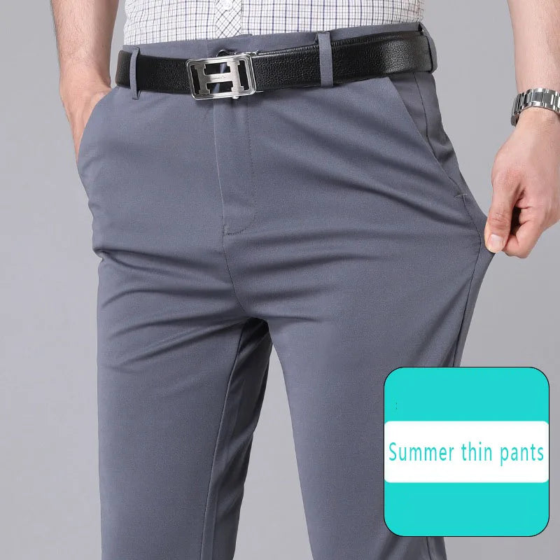 2025 Summer Autumn Thin Trousers Men Formal Dress Suit Pants Work Pants Quality Business Casual Pants Black Wine Red Long Pants