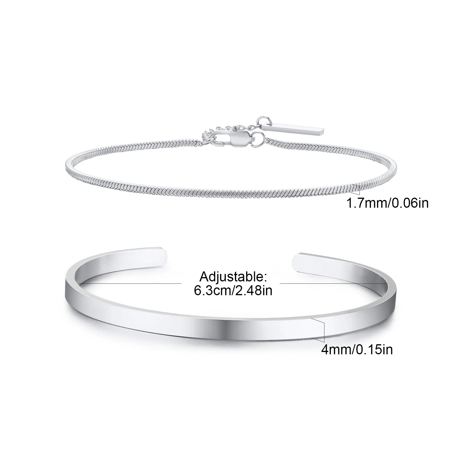 Vnox Mens Stainless Steel Bracelets Set, Stacked Open Cuff Bangles, Black Snake Link Chain Wristband Jewelry Gift