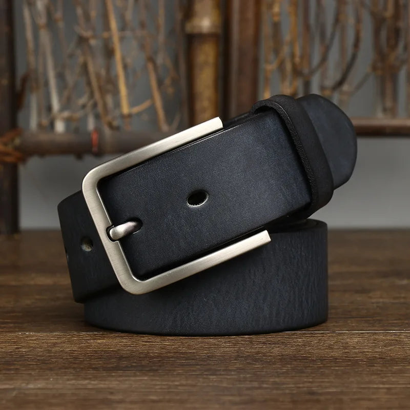 3.8CM Genuine Leather For Men's High Quality Buckle Jeans Cowskin Casual Belts Business Cowboy Waistband Male Fashion Designer