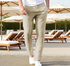 Men's Cotton Linen Pants Joggers Sweatpants Streetwear Breathable Solid Color Vacation Linen Trousers  Autumn Loose casual Pants