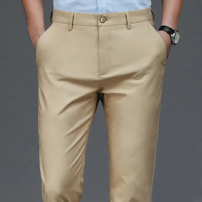 2025 Summer Autumn Thin Trousers Men Formal Dress Suit Pants Work Pants Quality Business Casual Pants Black Wine Red Long Pants