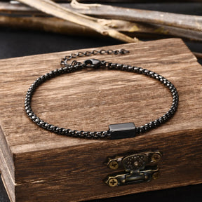 Vnox Stainless Steel Box Chain Bracelets for Men Teens, Geomtric Square Tube Charm Bracelets, Adjustable Metal Jewelry Gift