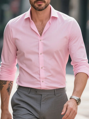 FGKKS New Men Shirts Fashion Quality Long Sleeve Casual Solid Color Elastic Male Business Shirt