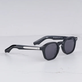 Zephirin Men's Vintage Craft Oval Black Sunglasses Classical Light Luxury Thick Acetate Solar Glasses for Male UV400