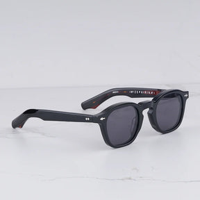 Zephirin Men's Vintage Craft Oval Black Sunglasses Classical Light Luxury Thick Acetate Solar Glasses for Male UV400