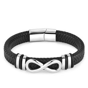 Classic Stainless Steel Leather Bracelet For Mens Chain Wristband Business Charm Jewelry Accessories for Dad Boyfriend