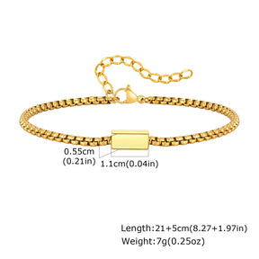 Vnox Stainless Steel Box Chain Bracelets for Men Teens, Geomtric Square Tube Charm Bracelets, Adjustable Metal Jewelry Gift