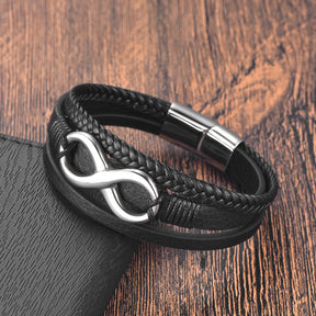 Classic Stainless Steel Leather Bracelet For Mens Chain Wristband Business Charm Jewelry Accessories for Dad Boyfriend