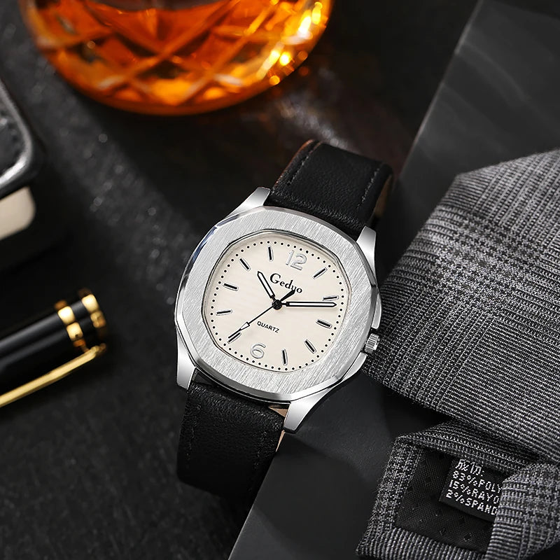 1 Pcs 2024 New Casual Leather Strap Men Sports Watch Hot Sale Fashion Cowboy Wristwatch