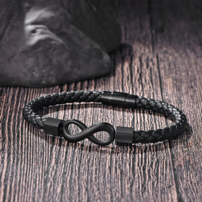 Classic Stainless Steel Leather Bracelet For Mens Chain Wristband Business Charm Jewelry Accessories for Dad Boyfriend