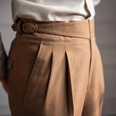 High Waist Straight Leg Casual Men's Trousers Italian Neapolitan Style Versatile Long Pants British Retro Suiting