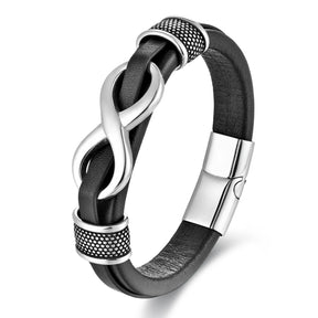 Classic Stainless Steel Leather Bracelet For Mens Chain Wristband Business Charm Jewelry Accessories for Dad Boyfriend