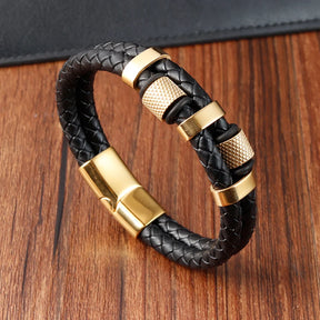 Charm Braid Rope Bracelet For Men Stainless Steel Magnetic Buckle Genuine Leather Bracelets & Bangles Male Female Jewelry