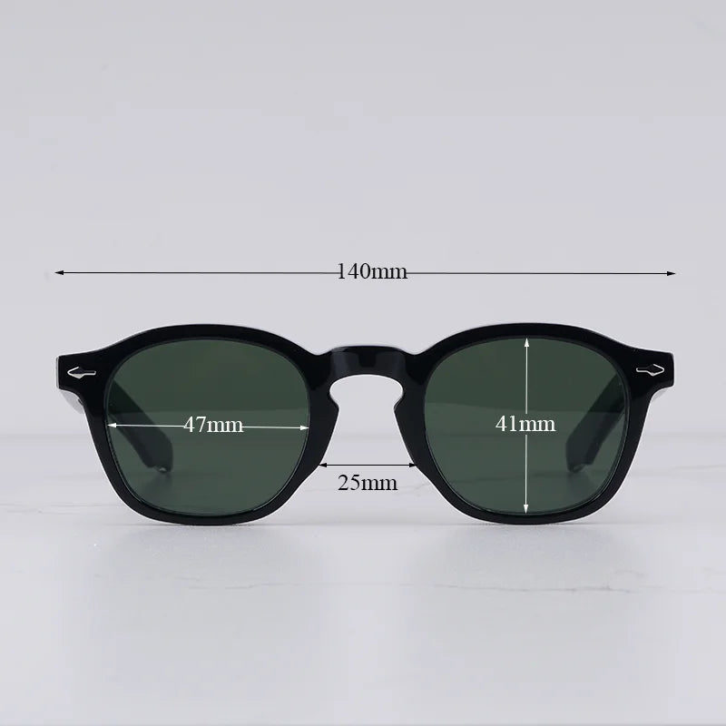 Zephirin Men's Vintage Craft Oval Black Sunglasses Classical Light Luxury Thick Acetate Solar Glasses for Male UV400