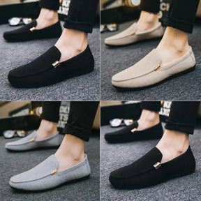 Men Casual Shoes Canvas Slip On Loafers for Male Luxury Dress Driving Shoes Formal Wedding Party Flats Plus Size