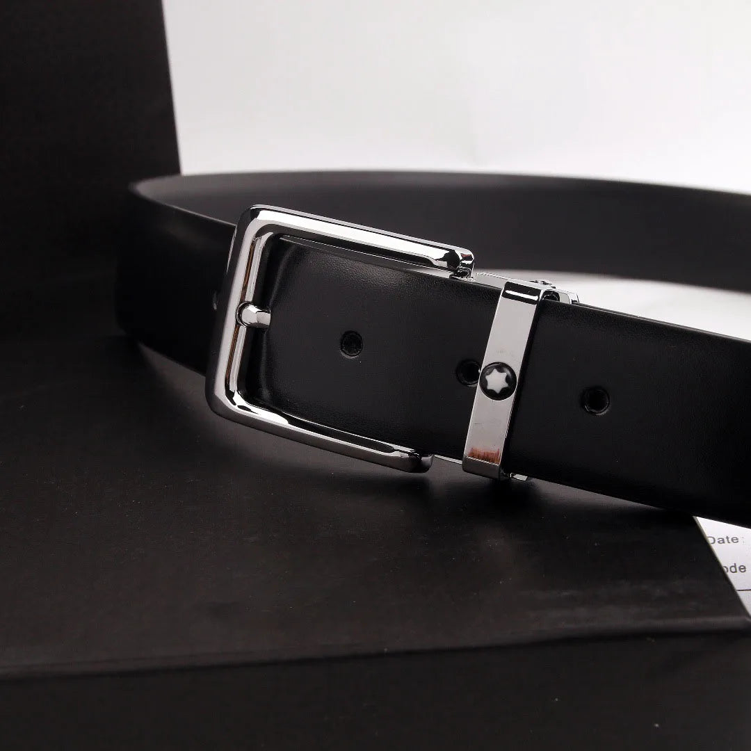 Black Leather Men's Belt - Timeless Elegance