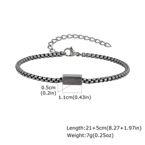 Vnox Stainless Steel Box Chain Bracelets for Men Teens, Geomtric Square Tube Charm Bracelets, Adjustable Metal Jewelry Gift