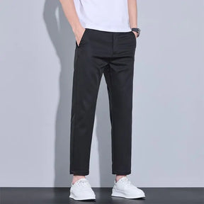 2025 New Summer Ankle-Length Pants Men Straight Fit Fashion Thin Brand Clothing Solid Color Casual Trousers Male 28-38