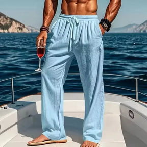 2025 Spring/Summer New Men's Cotton Linen Pants Summer Fashion Casual Solid Color Loose Plus Size M-4XL