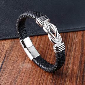 Classic Stainless Steel Leather Bracelet For Mens Chain Wristband Business Charm Jewelry Accessories for Dad Boyfriend