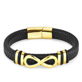 Classic Stainless Steel Leather Bracelet For Mens Chain Wristband Business Charm Jewelry Accessories for Dad Boyfriend