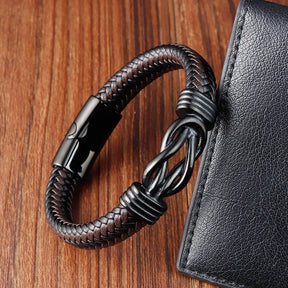 Classic Stainless Steel Leather Bracelet For Mens Chain Wristband Business Charm Jewelry Accessories for Dad Boyfriend