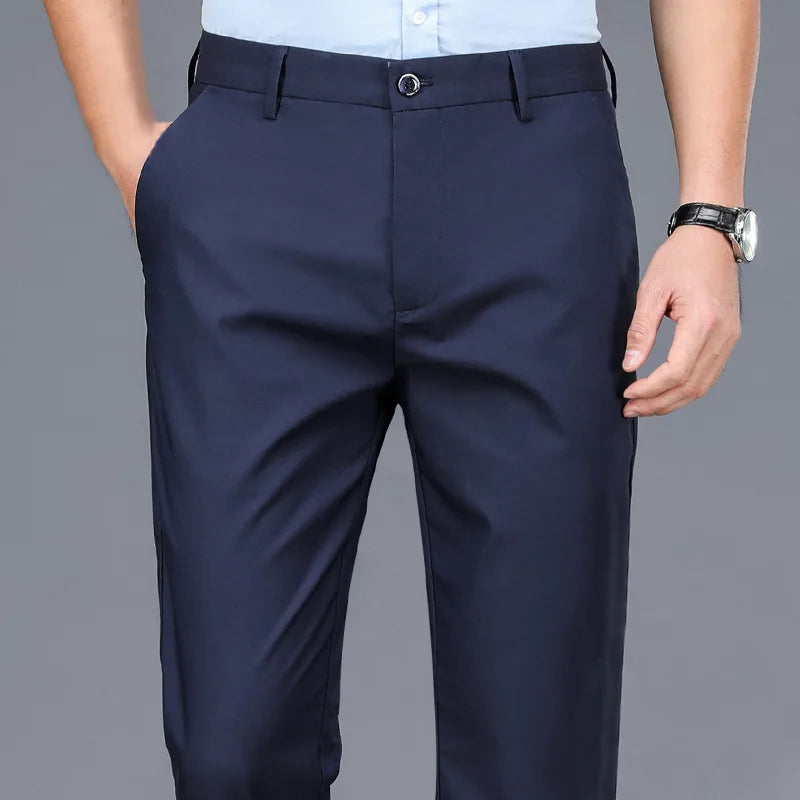 2025 Summer Autumn Thin Trousers Men Formal Dress Suit Pants Work Pants Quality Business Casual Pants Black Wine Red Long Pants