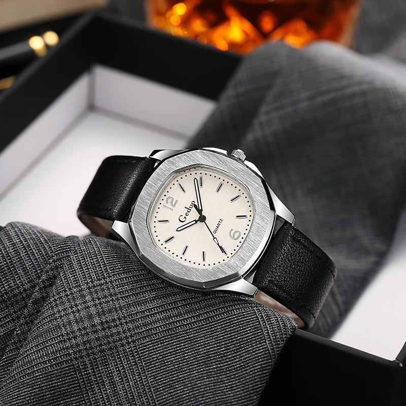1 Pcs 2024 New Casual Leather Strap Men Sports Watch Hot Sale Fashion Cowboy Wristwatch