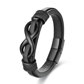 Classic Stainless Steel Leather Bracelet For Mens Chain Wristband Business Charm Jewelry Accessories for Dad Boyfriend